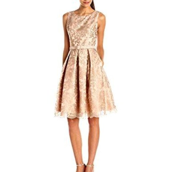 Eliza J Dresses & Skirts - Gold Lace Fit & Flare Cocktail/Formal Dress Size 4